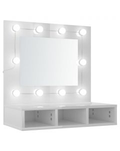 Spiegelschrank mit LED Hochglanz-Weiß 60x31,5x62 cm