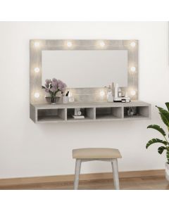 Spiegelschrank mit LED Betongrau 90x31,5x62 cm