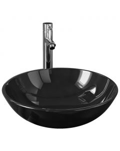 Badezimmer Waschbecken mit Wasserhahn Ablaufgarnitur Schwarz