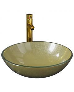 Badezimmer Waschbecken mit Wasserhahn und Ablaufgarnitur Gold