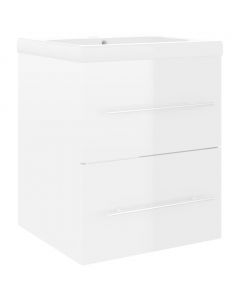 Waschbeckenunterschrank mit Einbaubecken Hochglanz-Weiß
