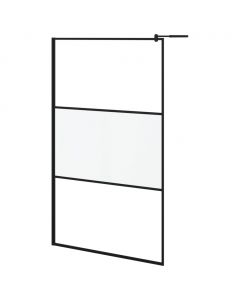 Duschwand für Walk-In Dusche 115x195cm ESG Halbmattiert Schwarz