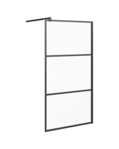 Duschwand für Walk-In Dusche 100x195 cm ESG Mattiert Schwarz