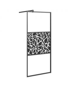 Duschwand für Walk-In Dusche 80x195 cm ESG Steindesign Schwarz