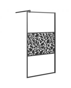 Duschwand für Walk-In Dusche 100x195cm ESG Steindesign Schwarz