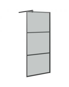 Duschwand für Walk-In Dusche 80x195 cm Dunkel ESG Glas Schwarz