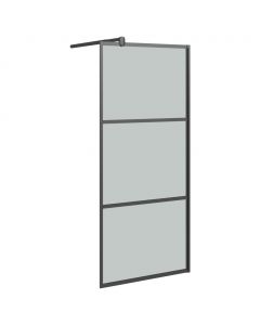 Duschwand für Walk-In Dusche 90x195 cm Dunkel ESG Glas Schwarz