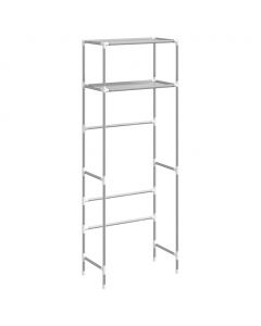 Toilettenregal 2 Ablagen Grau 53,5x28x143 cm Eisen