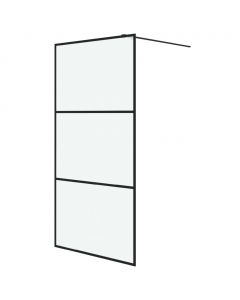 Duschwand für Walk-In Dusche Schwarz 100x195 cm ESG Mattiert