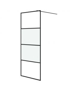 Duschwand für Walk-In Dusche Schwarz 80x195 cm ESG Halbmattiert
