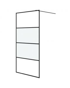 Duschwand für Begehbare Dusche Schwarz 100x195 cm Halbmatt ESG