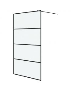 Duschwand für Begehbare Dusche Schwarz 115x195 cm Matt ESG-Glas
