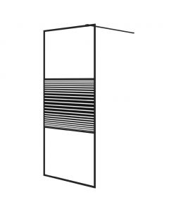 Duschwand für Begehbare Dusche Schwarz 90x195 cm ESG-Glas Klar