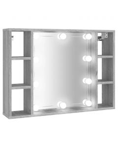 Spiegelschrank mit LED Grau Sonoma 76x15x55 cm