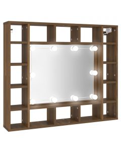 Spiegelschrank mit LED Braun Eiche-Optik 91x15x76,5 cm