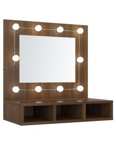 Spiegelschrank mit LED Braun Eichen-Optik 60x31,5x62 cm