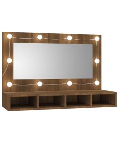 Spiegelschrank mit LED Braun Eichen-Optik 90x31,5x62 cm