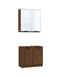 2-tlg. Badmöbel-Set Braun Eichen-Optik Holzwerkstoff