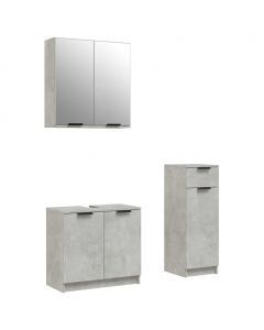 3-tlg. Badmöbel-Set Betongrau Holzwerkstoff