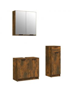 3-tlg. Badmöbel-Set Räuchereiche Holzwerkstoff