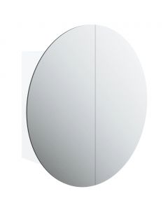 Badezimmerschrank mit Rundem Spiegel & LED Weiß 47x47x17,5 cm