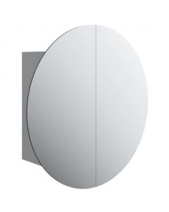Badezimmerschrank mit Rundem Spiegel & LED Grau 47x47x17,5 cm