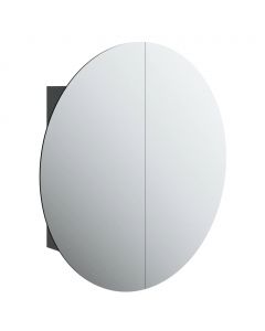 Badezimmerschrank mit Rundem Spiegel & LED Schwarz 54x54x17,5cm