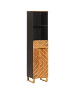 Badschrank Braun und Schwarz 38x33,5x160 cm Massivholz Mango