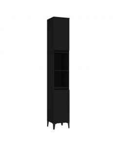 Badschrank Schwarz 30x30x190 cm Holzwerkstoff