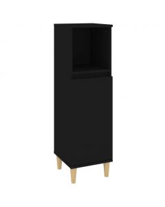 Badschrank Schwarz 30x30x100 cm Holzwerkstoff