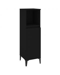 Badschrank Schwarz 30x30x100 cm Holzwerkstoff