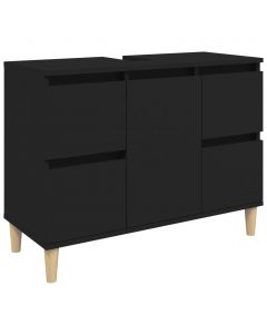 Waschbeckenunterschrank Schwarz 80x33x60 cm Holzwerkstoff