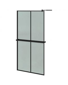 Duschwand mit Ablage für Walk-In-Dusche Schwarz 100x195 cm ESG