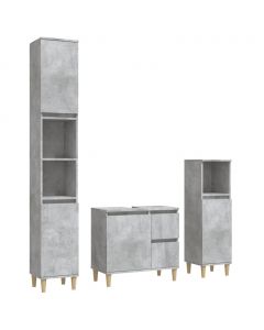 3-tlg. Badmöbel-Set Betongrau Holzwerkstoff