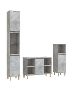 3-tlg. Badmöbel-Set Betongrau Holzwerkstoff