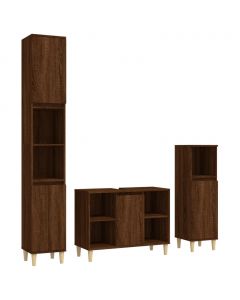 3-tlg. Badmöbel-Set Braun Eichen-Optik Holzwerkstoff