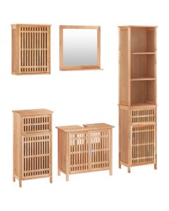 5-tlg. Badmöbel-Set Massivholz Nussbaum