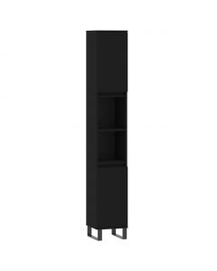 Badschrank Schwarz 30x30x190 cm Holzwerkstoff