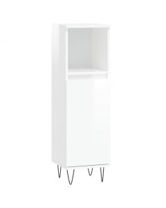 Badschrank Hochglanz-Weiß 30x30x100 cm Holzwerkstoff