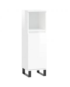 Badschrank Hochglanz-Weiß 30x30x100 cm Holzwerkstoff