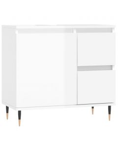 Badschrank Hochglanz-Weiß 65x33x60 cm Holzwerkstoff