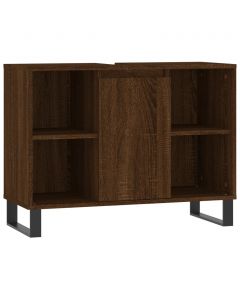 Badschrank Braun Eichen-Optik 80x33x60 cm Holzwerkstoff