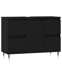 Badschrank Schwarz 80x33x60 cm Holzwerkstoff