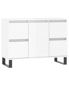 Badschrank Hochglanz-Weiß 80x33x60 cm Holzwerkstoff