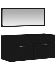 Badschrank mit Spiegel Schwarz Holzwerkstoff