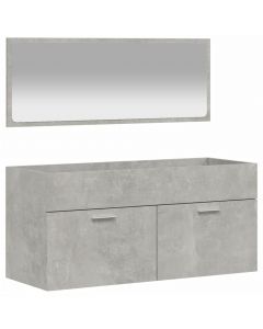 Badschrank mit Spiegel Betongrau Holzwerkstoff
