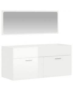 Badschrank mit Spiegel Hochglanz-Weiß Holzwerkstoff