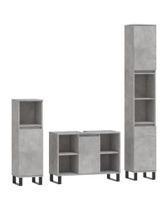 3-tlg. Badmöbel-Set Betongrau Holzwerkstoff