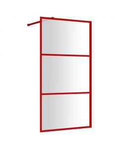 Duschwand für Begehbare Dusche mit ESG Klarglas Rot 100x195 cm