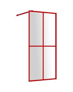 Duschwand für Begehbare Dusche mit ESG Klarglas Rot 100x195 cm